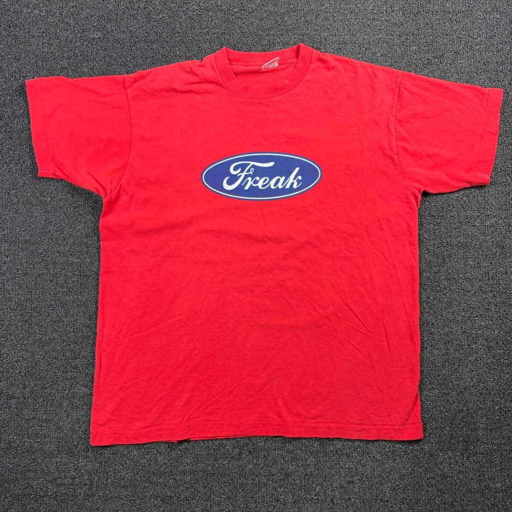 Vintage Ford Motors‎ "Freak" T-Shirt Men's XXL Single Stitch Red Truck Humor 90s